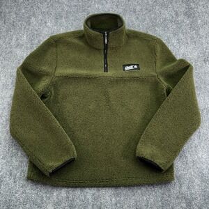 Ghost Lifestyle Sweater Men Small Green Fleece Sherpa Pullover 1/4 Zip Mock Neck